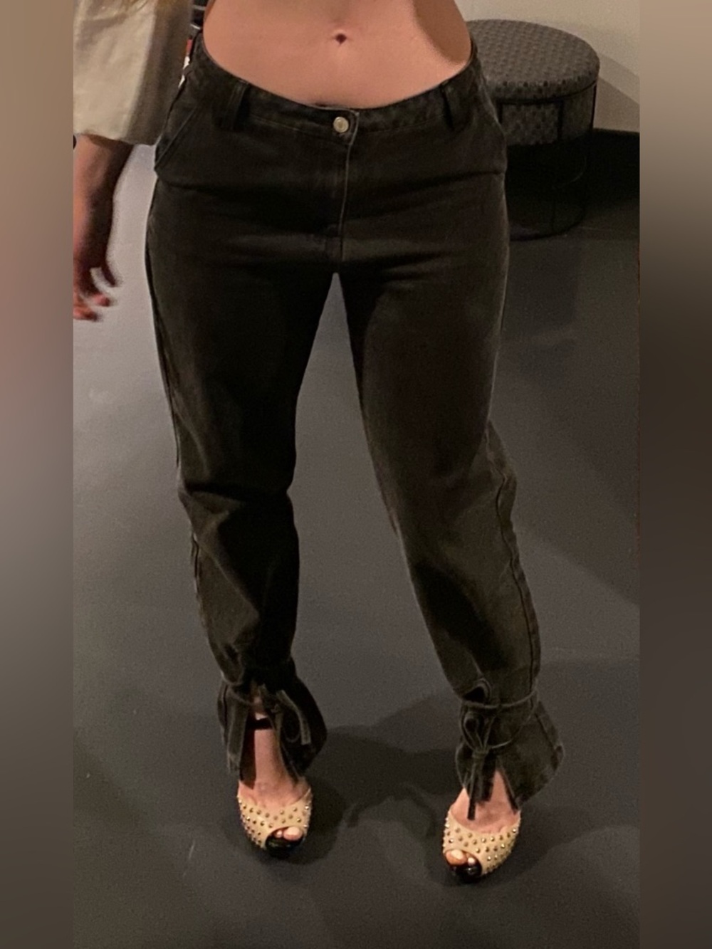 12th Tribe Black Tie-Hem Jeans